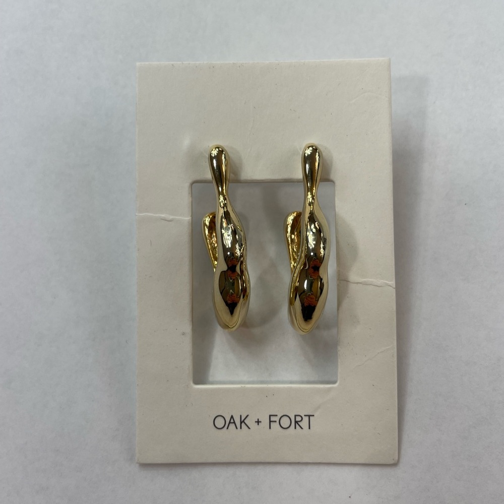 Oak + Fort Abstract Squiggle Hoop Gold Earrings EA-13760-GOLD One Size $28 NEW
